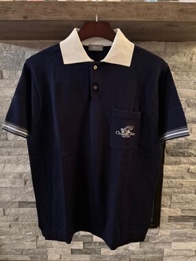 Dior Christian Dior Couture Navy Polo White Collar Logo Shirt Size Medium